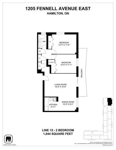 A drawing of a floor plan for a home at 1205 Fennell Avenue East.